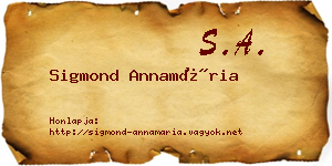 Sigmond Annamária névjegykártya